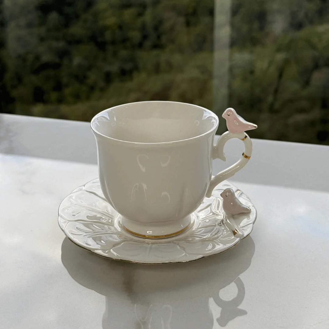 Jogo 4 Xicaras para Chá em Porcelana Birds Branca 200ml - Image 4