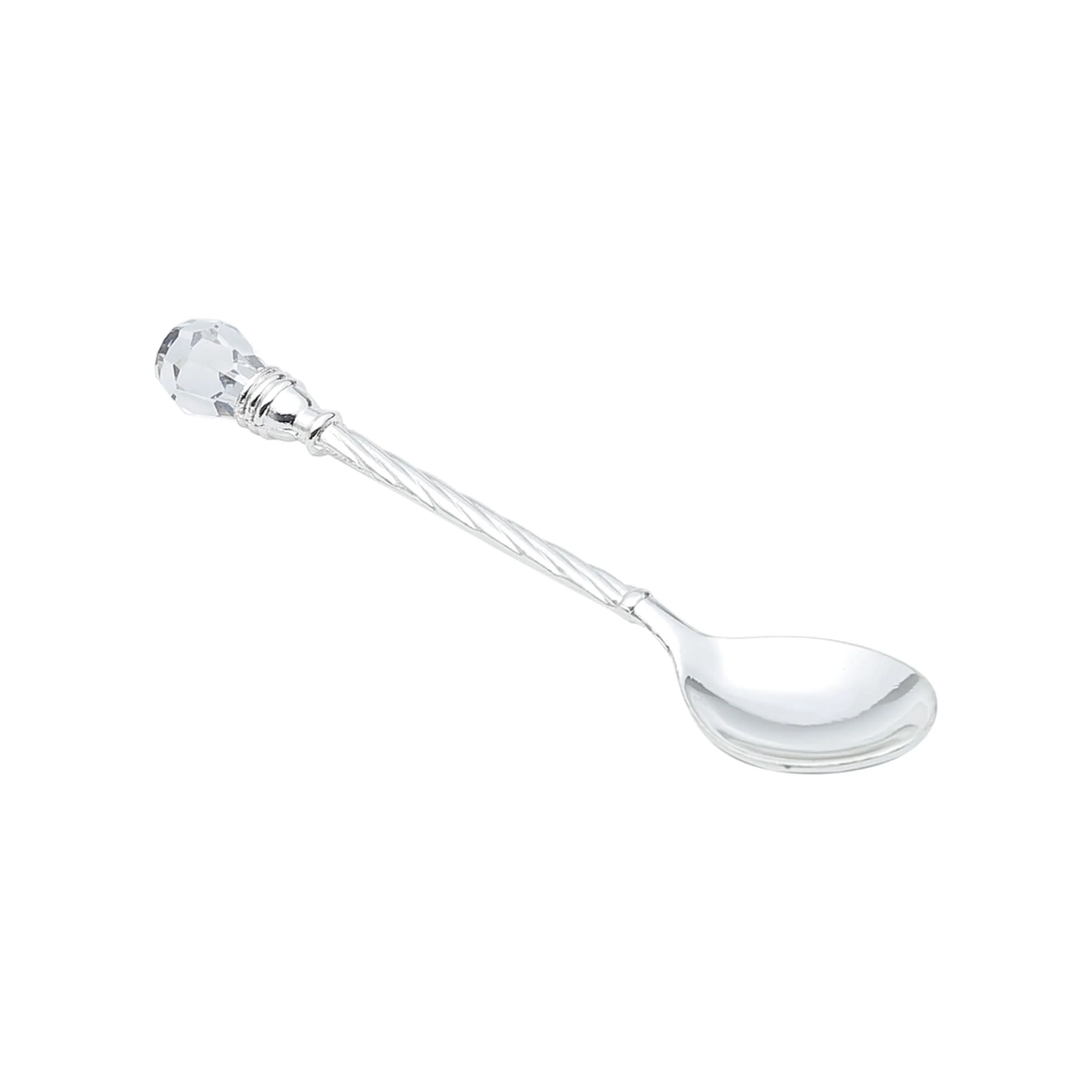 Jogo 6 Colheres de Café Zamac Crystal Niquelado 11cm - Image 4