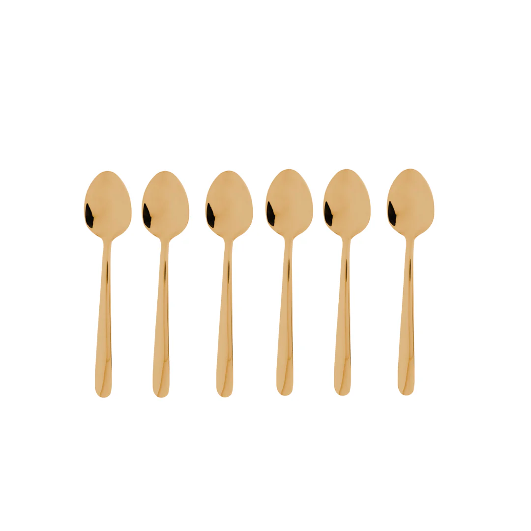 Jogo 6 Colheres para Café Viena Dourado 11cm - Image 3
