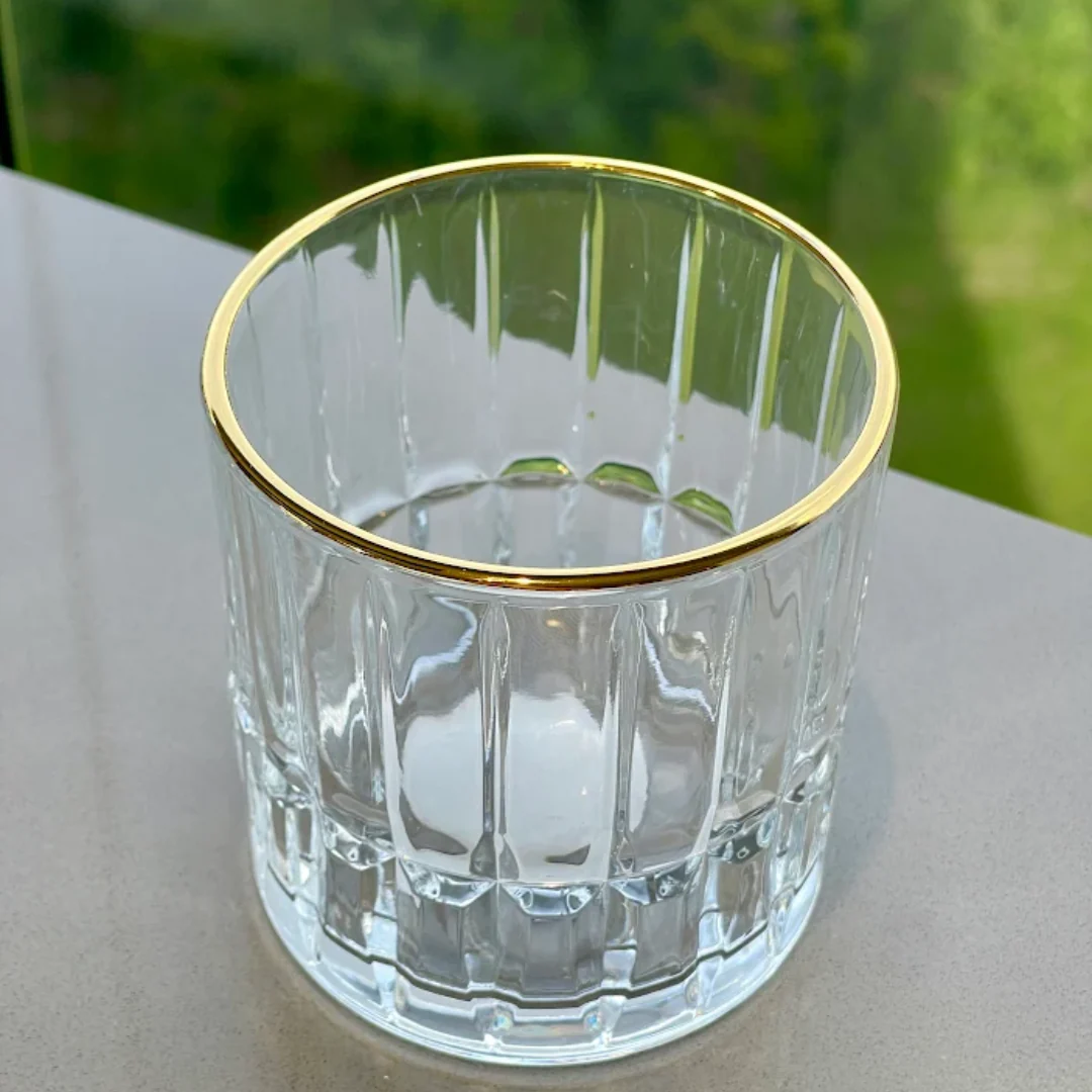 Jogo 6 Copos Baixos de Vidro Cristalle com Borda Dourada 310ml - Image 3