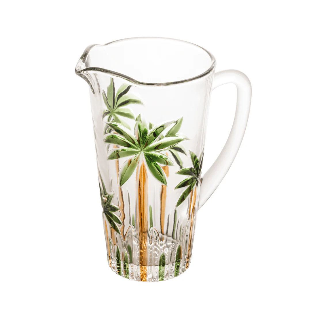 Jogo 6 Copos e 1 Jarra Cristal Palm Tree Handpaint - Image 3