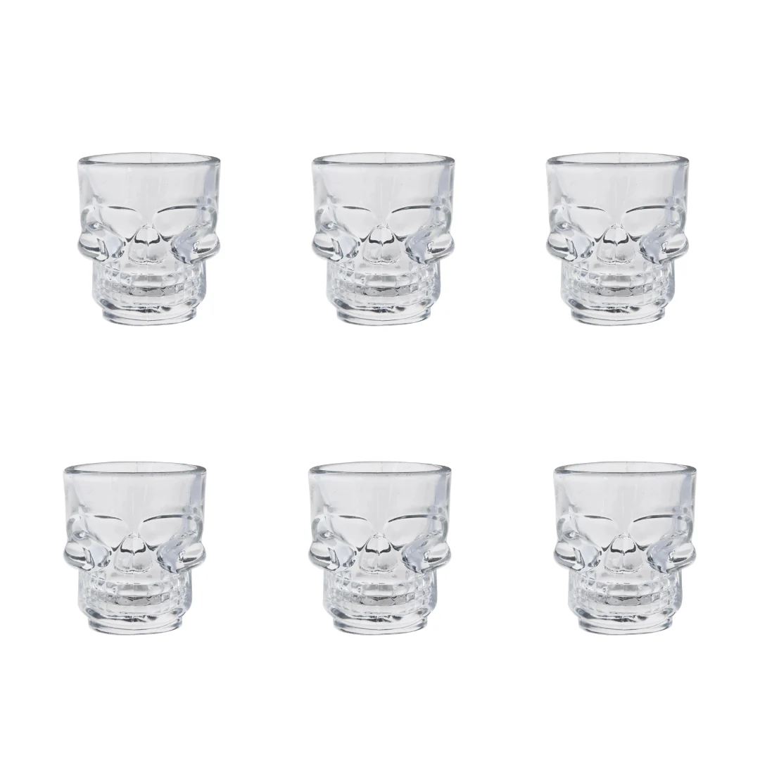 Jogo 6 Copos para Shot em Vidro Skull Mug 50ml