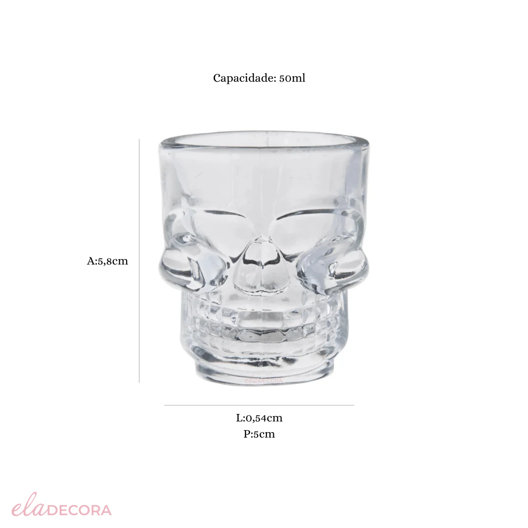 Jogo 6 Copos para Shot em Vidro Skull Mug 50ml - Image 5