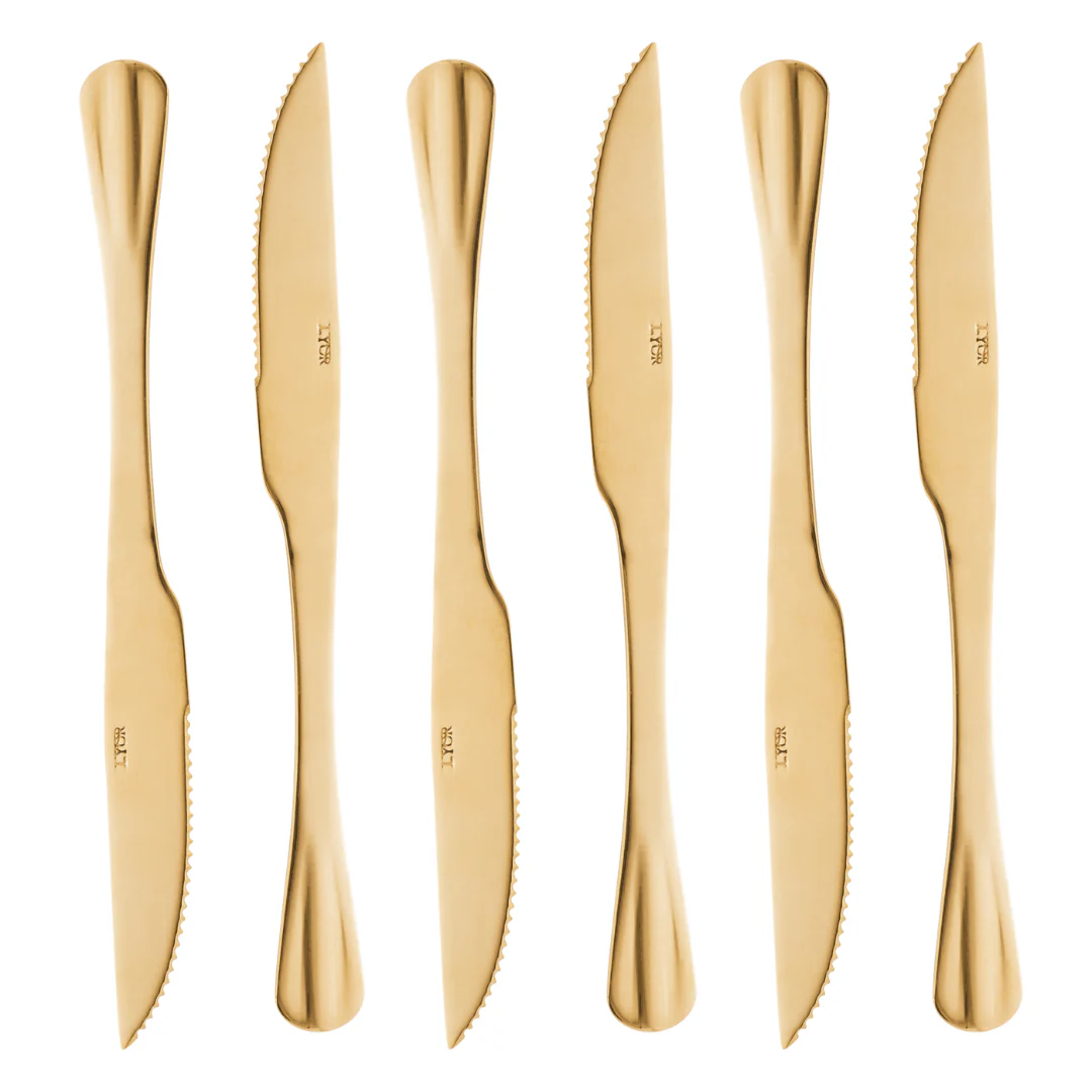 Jogo 6 Facas Churrasco Positano Dourado 23cm - Image 2