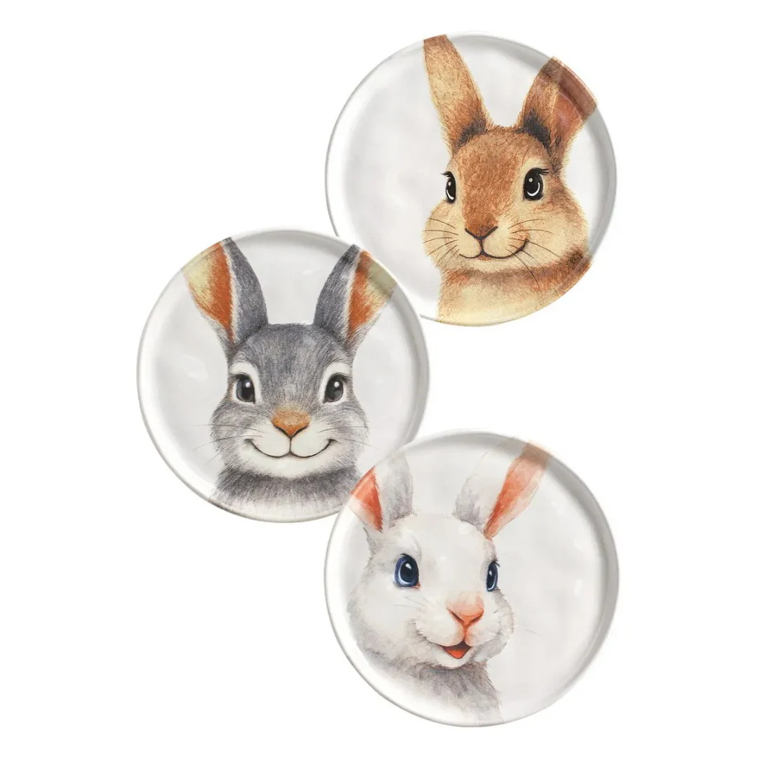 Jogo 6 Pratos de Sobremesa Coelhos Páscoa Cerâmica 21,5cm - Image 6