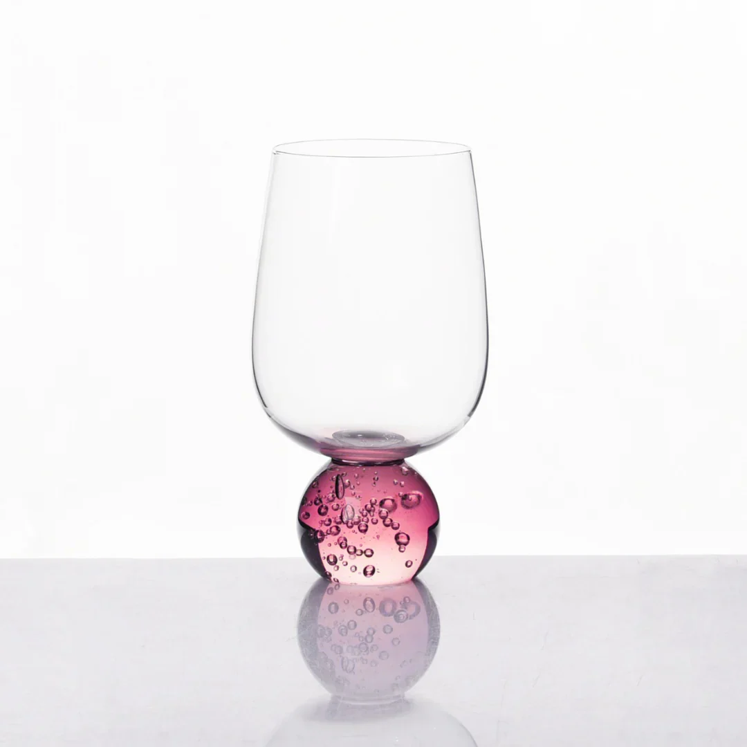 Jogo 6 Taças Base Esfera Rosa e Transparente 550ml - Image 2