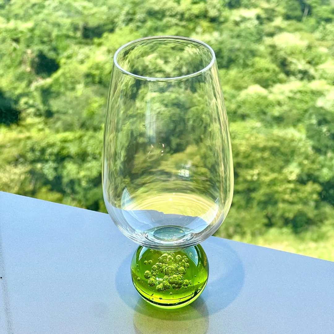 Jogo 6 Taças Base Esfera Verde e Transparente 580ml - Image 2