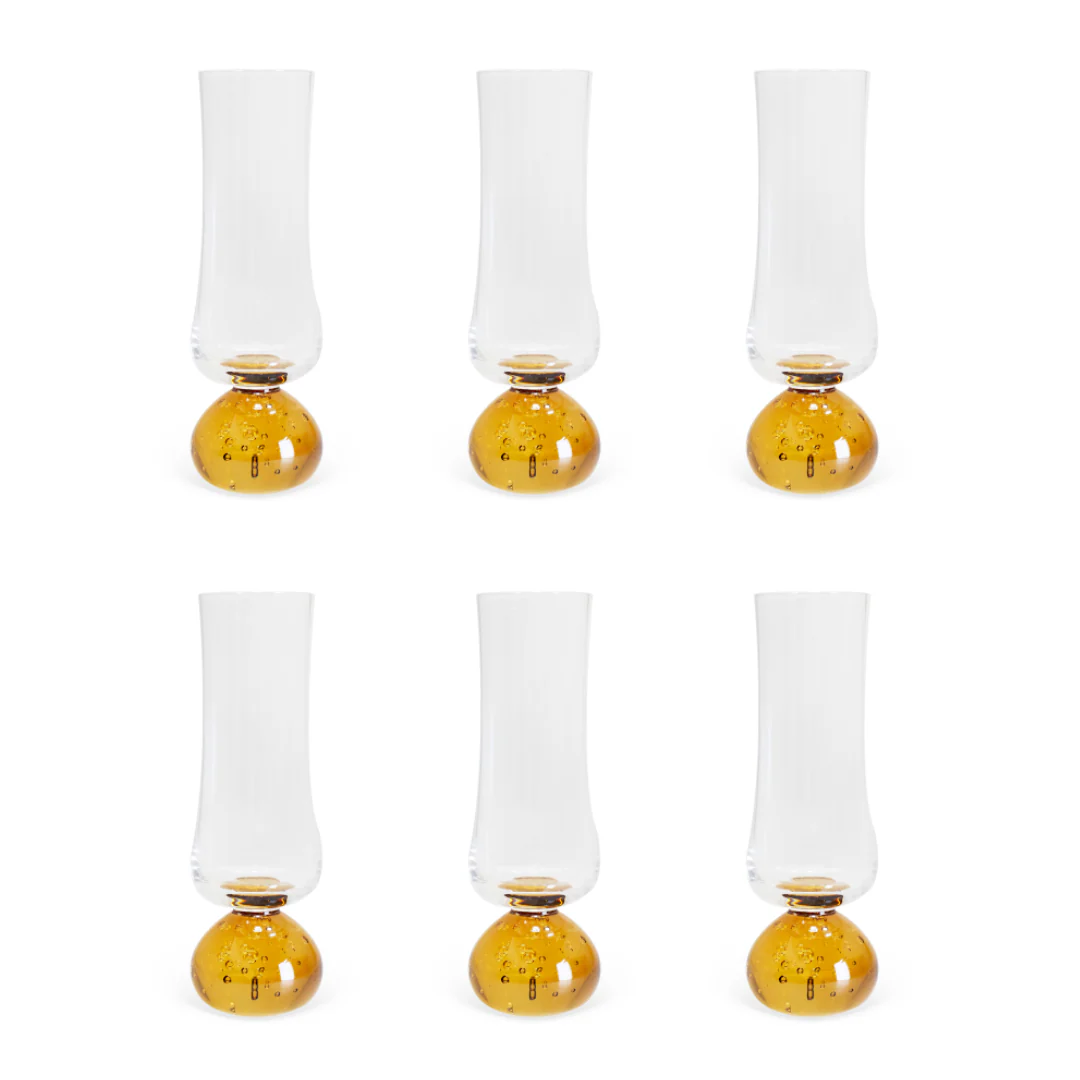 Jogo 6 Taças Champanhe Base Esfera Âmbar e Transparente 240ml - Image 6