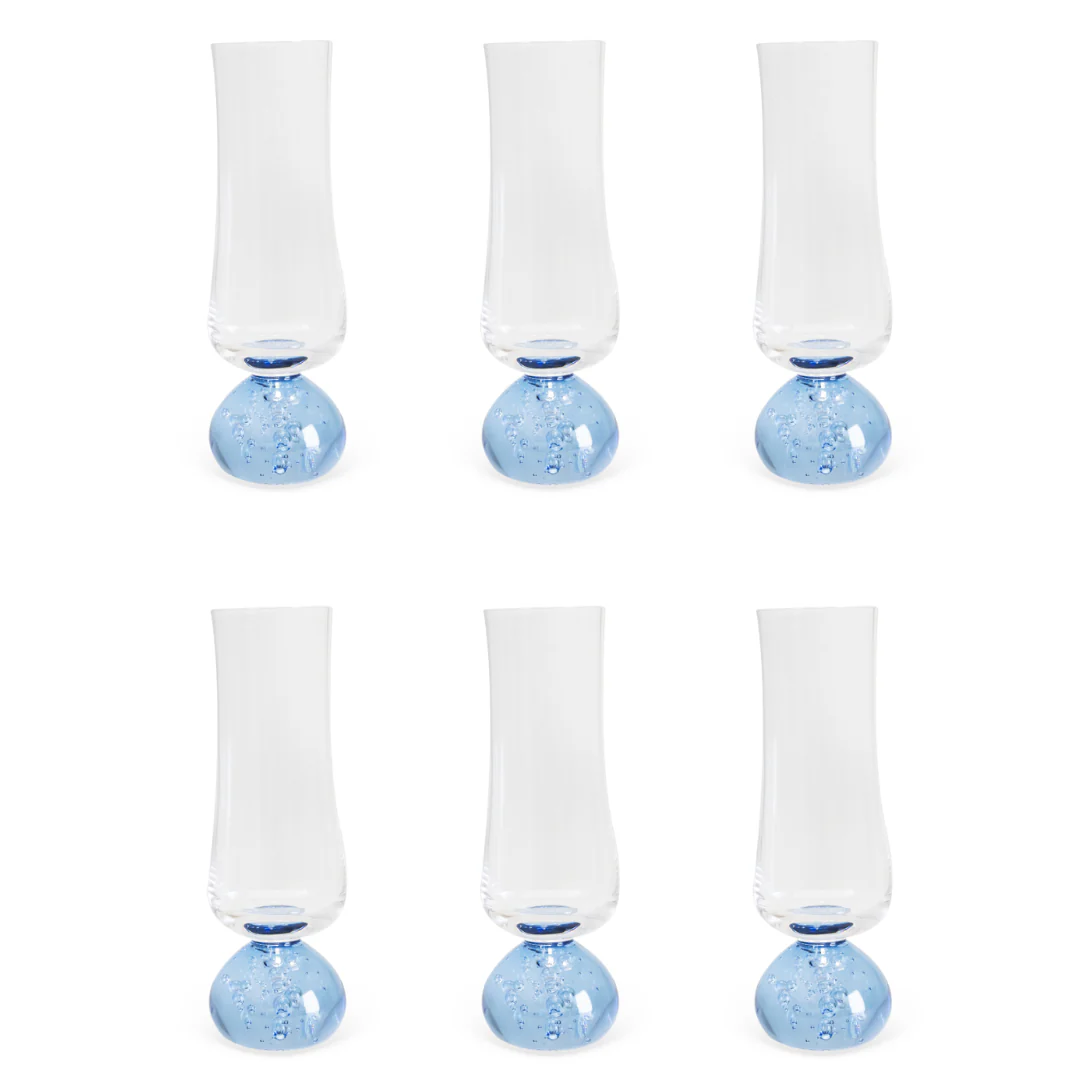 Jogo 6 Taças Champanhe Base Esfera Azul e Transparente 240ml - Image 3