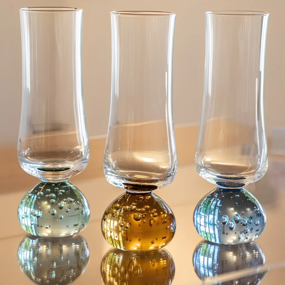 Jogo 6 Taças Champanhe Base Esfera Âmbar e Transparente 240ml - Image 5