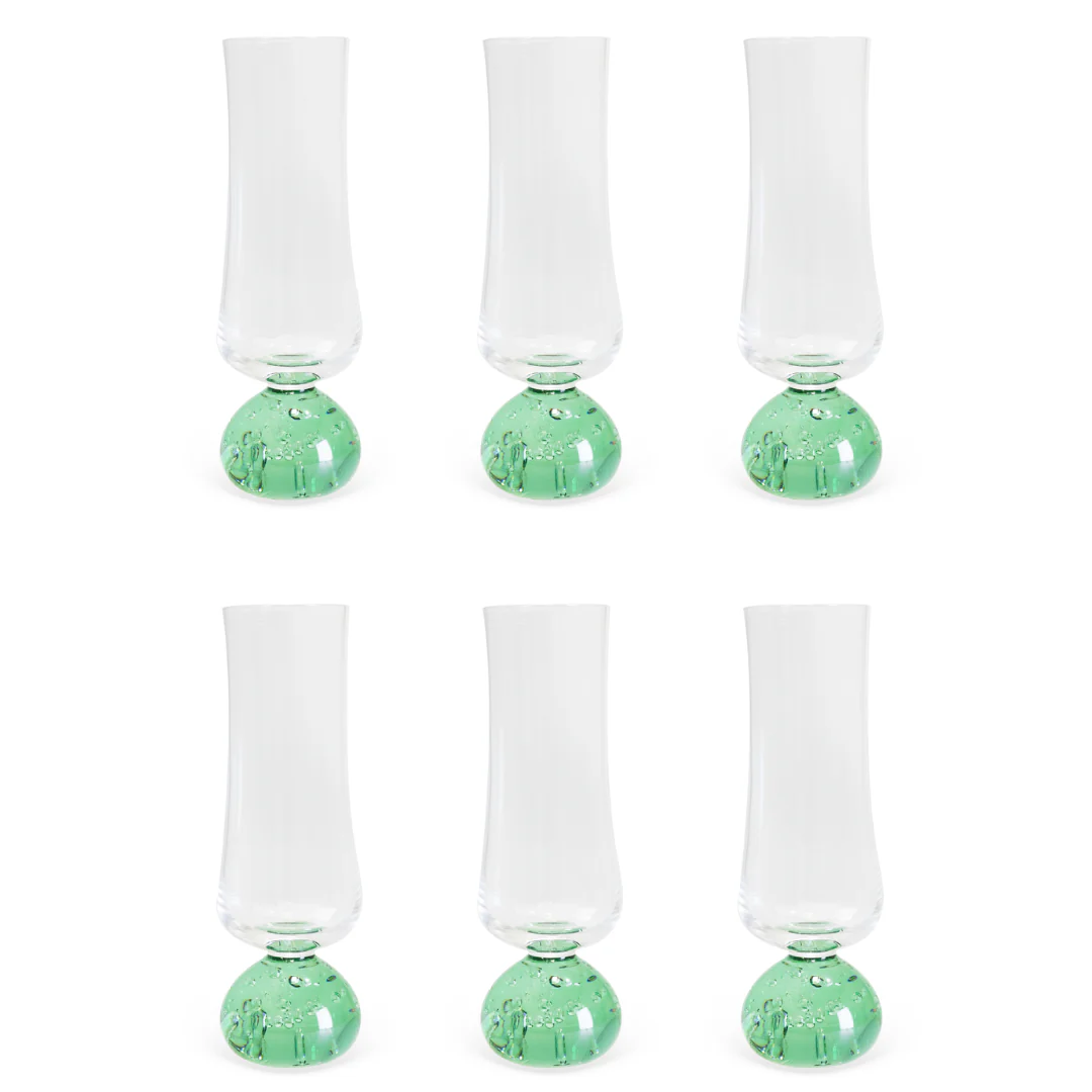 Jogo 6 Taças Champanhe Base Esfera Verde e Transparente 240ml - Image 3