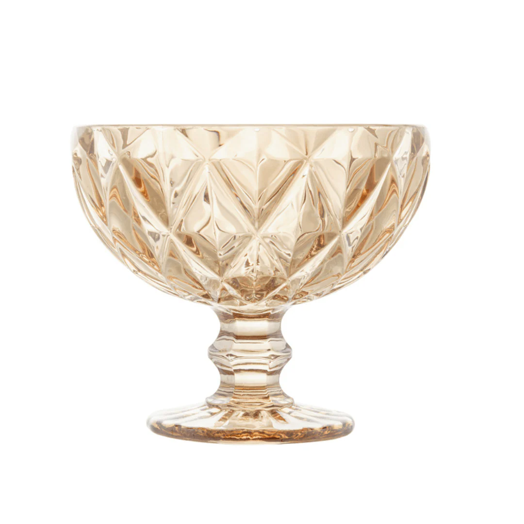 Jogo 6 Taças Coupe Sorvete Sobremesa Champanhe Diamond Vidro Âmbar Metalizado 310ml - Image 2