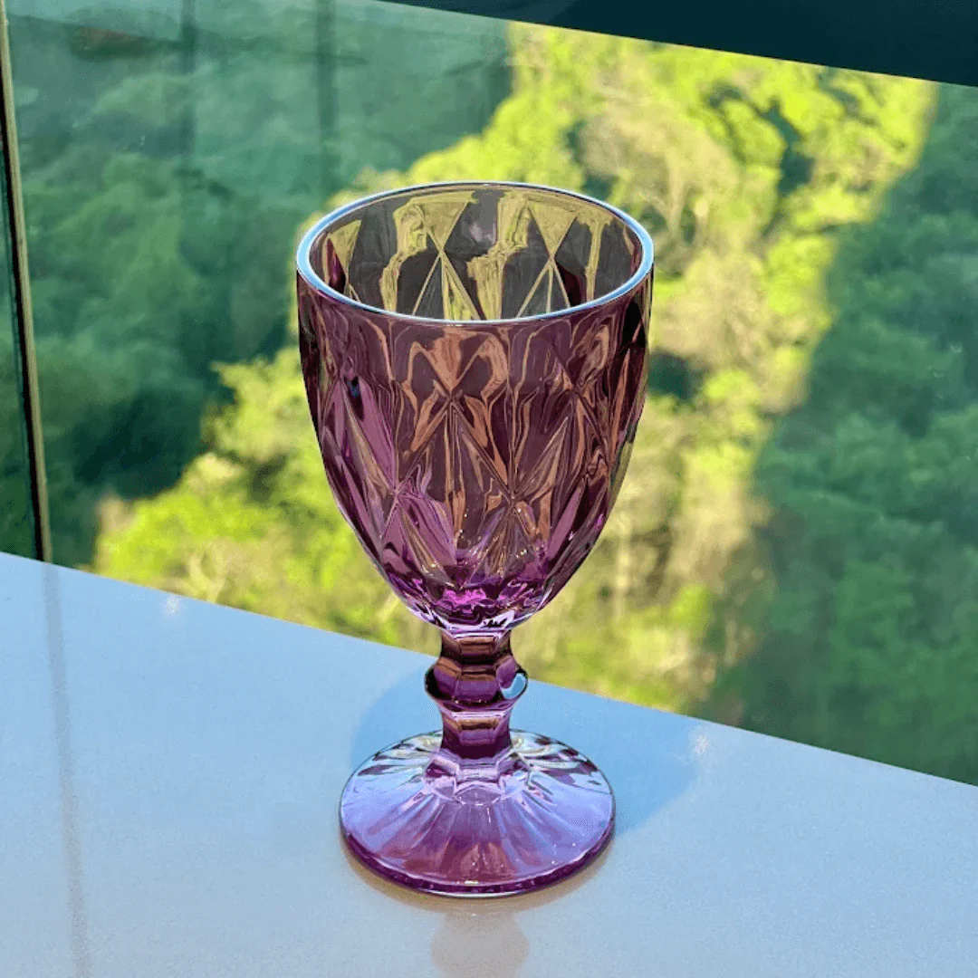 Jogo 6 Taças para Água de Vidro Diamond Lilás 325ml - Image 3
