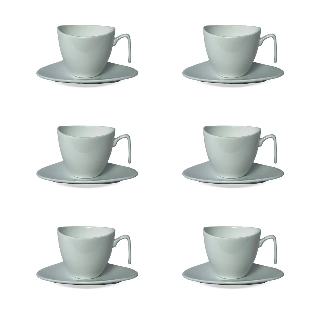 Jogo 6 Xicaras de Café com Colher em Porcelana Branca 80ml - Image 3