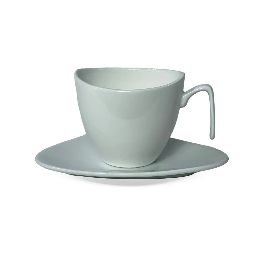 Jogo 6 Xicaras de Café com Colher em Porcelana Branca 80ml - Image 4