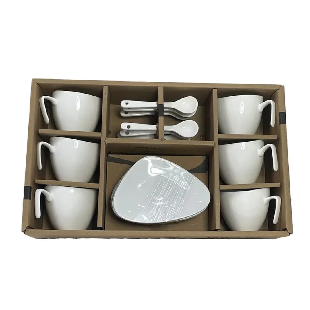 Jogo 6 Xicaras de Café com Colher em Porcelana Branca 80ml - Image 5