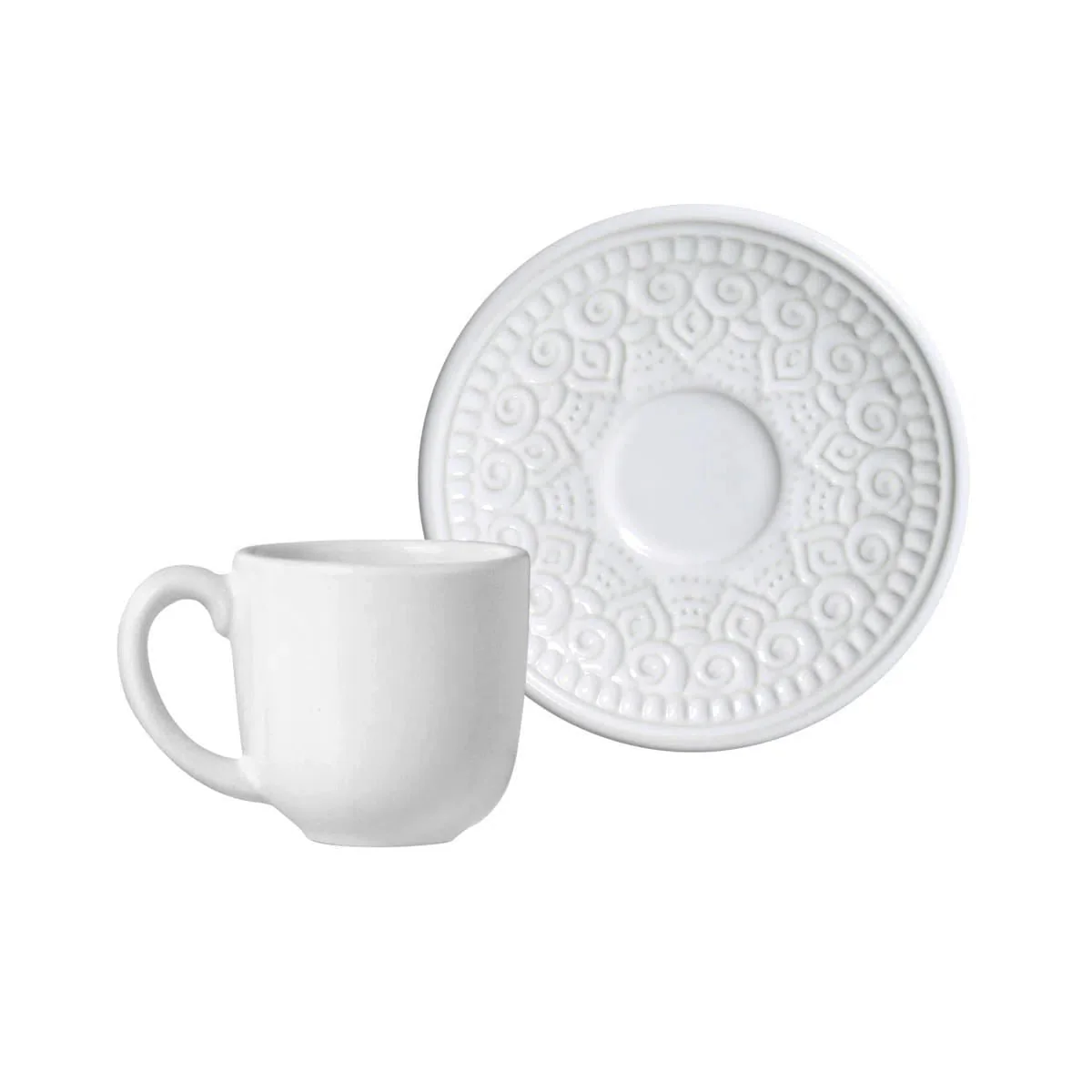 Jogo 6 Xícaras de Café com Pires Agra Branco 112ml - Image 2