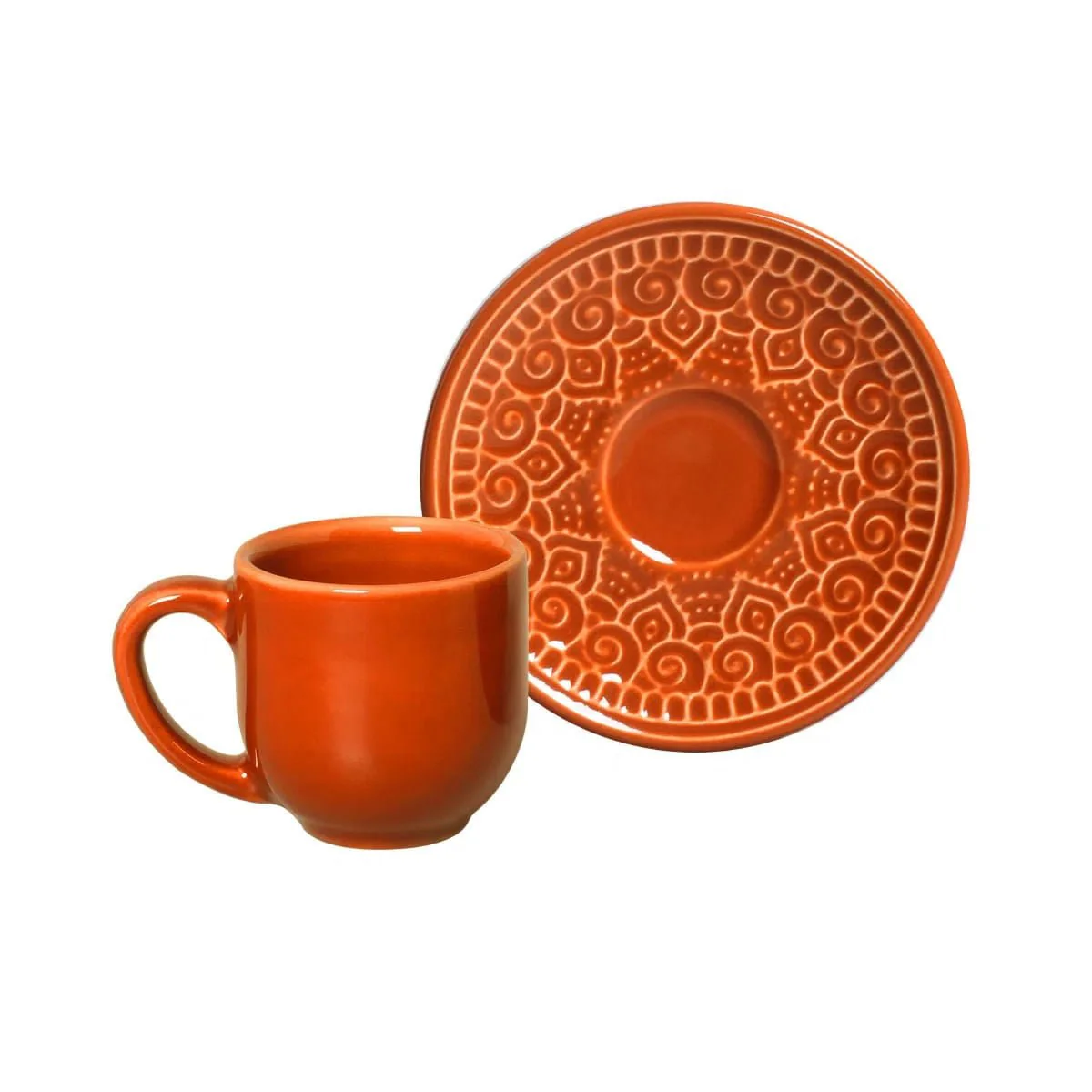 Jogo 6 Xícaras de Café com Pires Agra Cantaloupe Laranja 112ml - Image 5