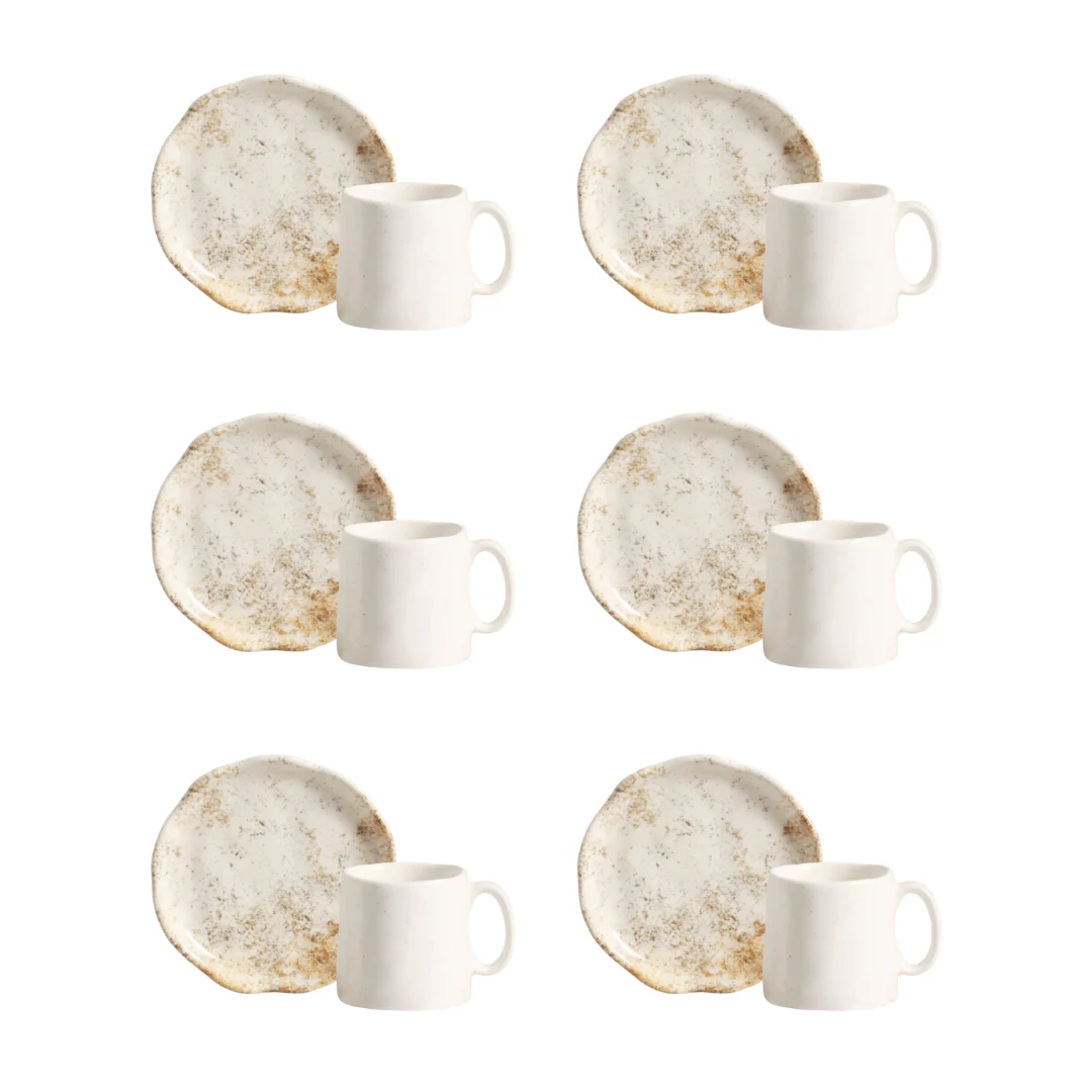 Jogo 6 Xícaras de Café com Pires Aspen Bege - Image 4