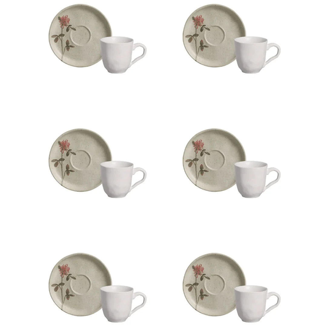 Jogo 6 Xícaras de Café com Pires Bio Campestre 120ml - Image 4
