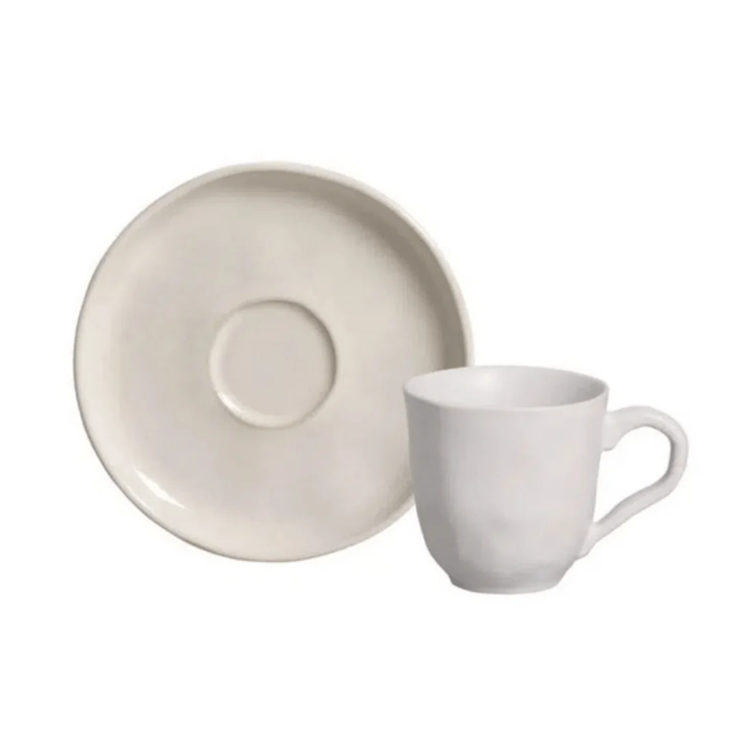 Jogo 6 Xicaras de Café com Píres Bio Clay Branca 120ml - Image 4