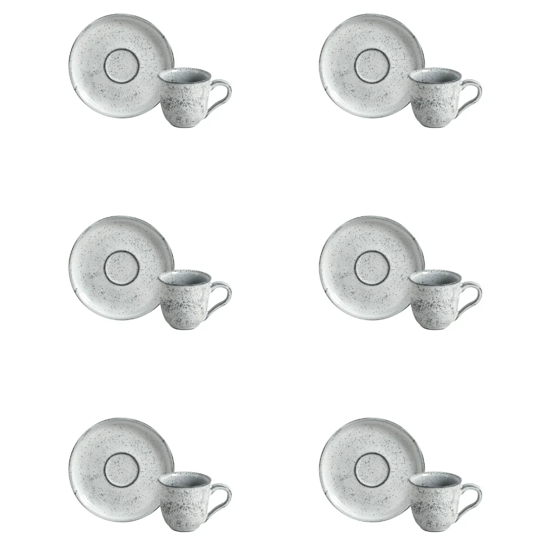 Jogo 6 Xicaras de Café com Pires Bio Echo Branco 120ml