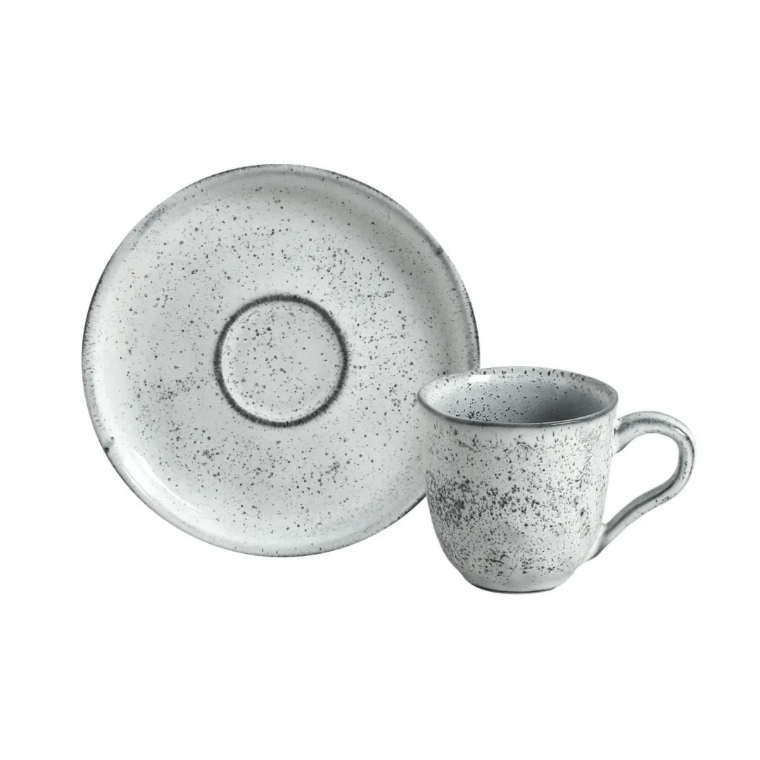 Jogo 6 Xicaras de Café com Pires Bio Echo Branco 120ml - Image 2