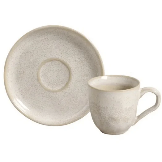 Jogo 6 Xícaras de Café com Píres Bio Latte Off White 120ml - Image 4