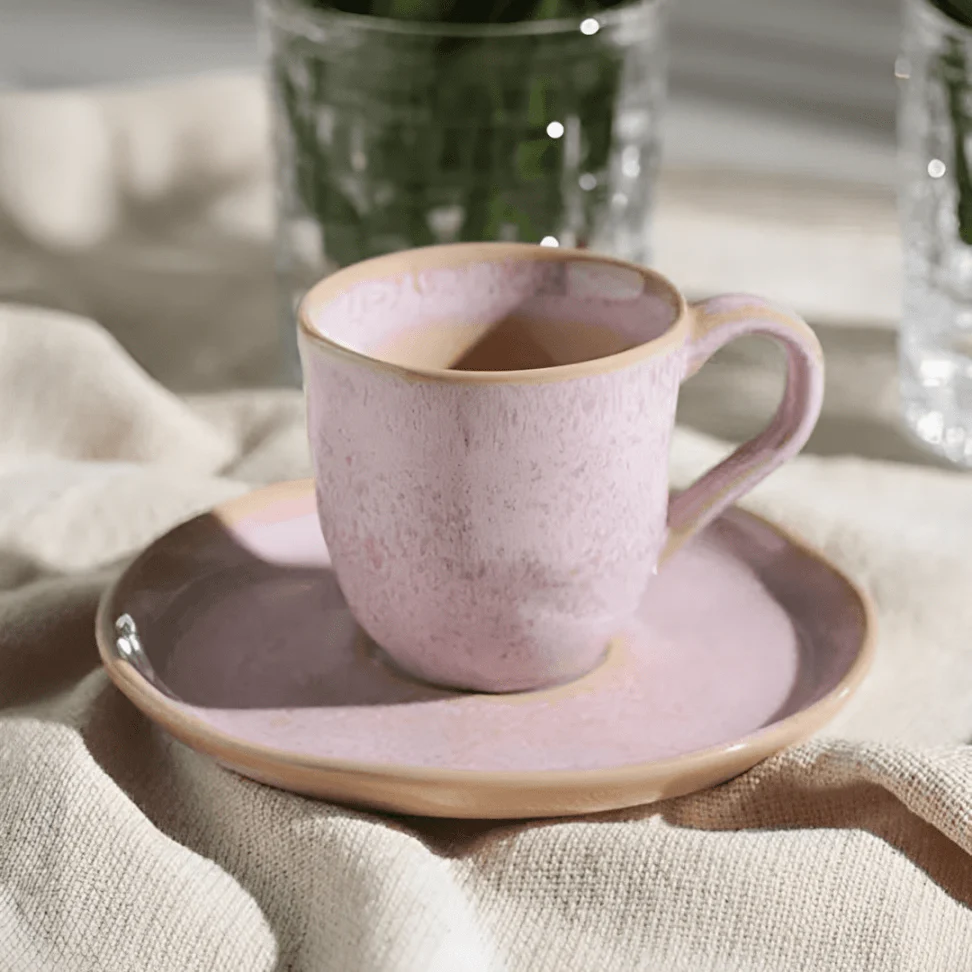 Jogo 6 Xícaras de Café com Pires Bio Litchi Rosa 120ml - Image 2