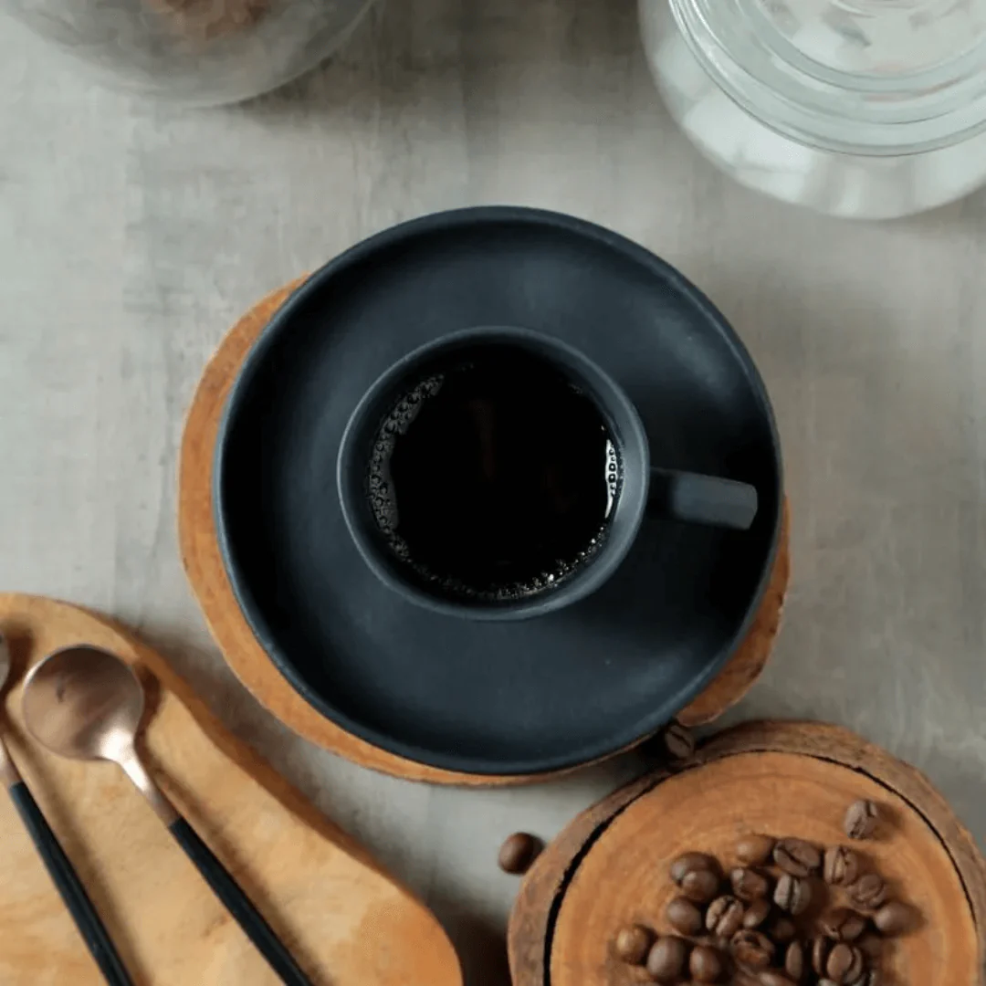 Jogo 6 Xícaras de Café com Pires Bio Preto Matte 120ml - Image 2