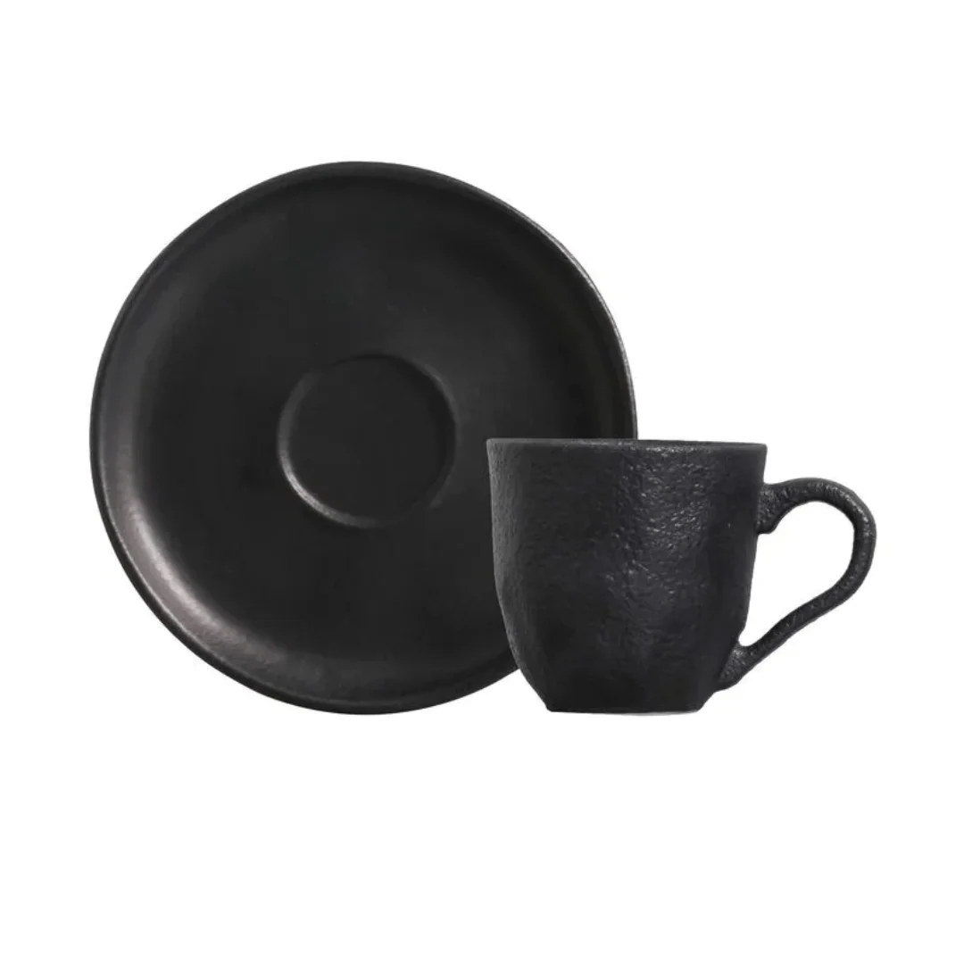 Jogo 6 Xícaras de Café com Pires Bio Preto Matte 120ml - Image 5