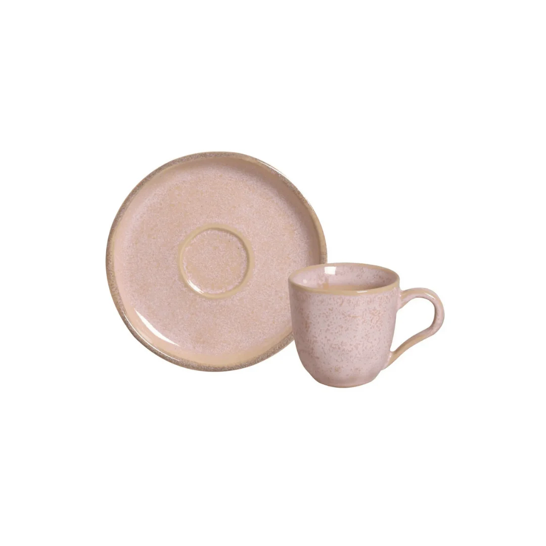 Jogo 6 Xícaras de Café com Píres Bio Rustic Litchi Rosa 120ml - Image 2