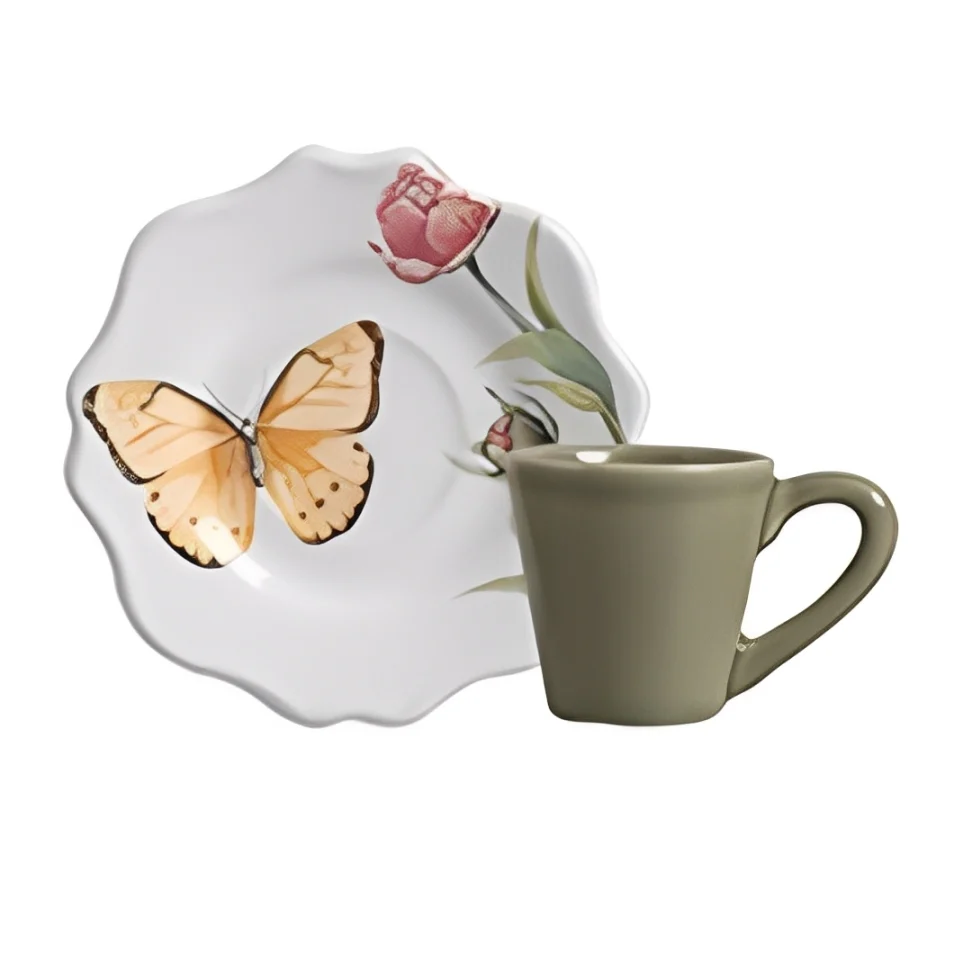 Jogo 6 Xicaras de Café com Pires Butterfly 100ml - Image 3