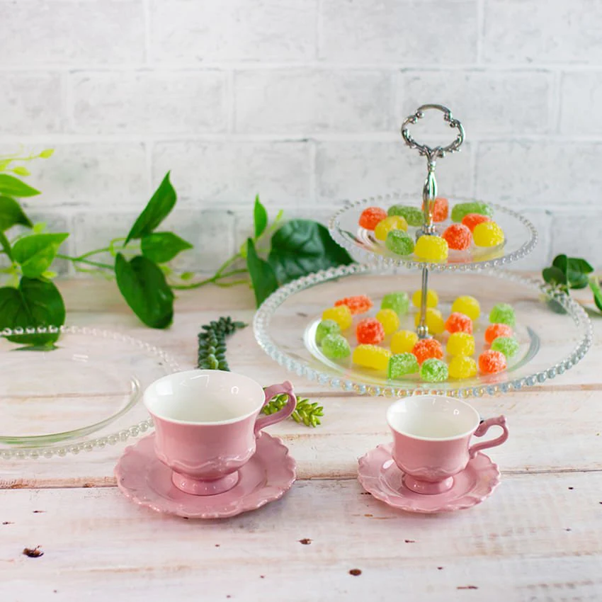 Jogo 6 Xicaras de Café com Pires em Porcelana Fancy Rose 90ml - Image 5