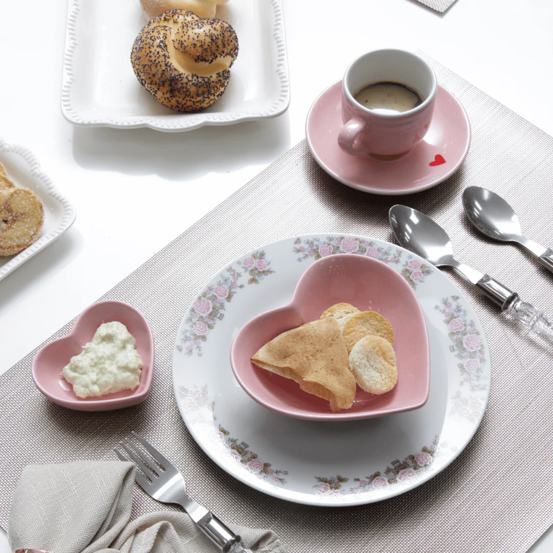 Jogo 6 Xícaras de Café com Pires em Porcelana L'amour Rosa 90ml - Image 4