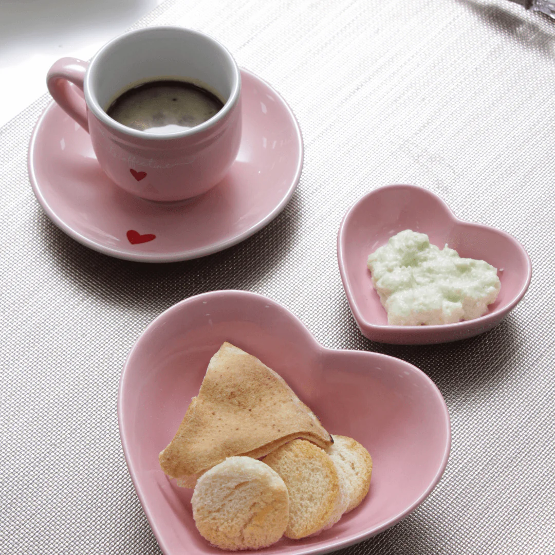 Jogo 6 Xícaras de Café com Pires em Porcelana L'amour Rosa 90ml - Image 5