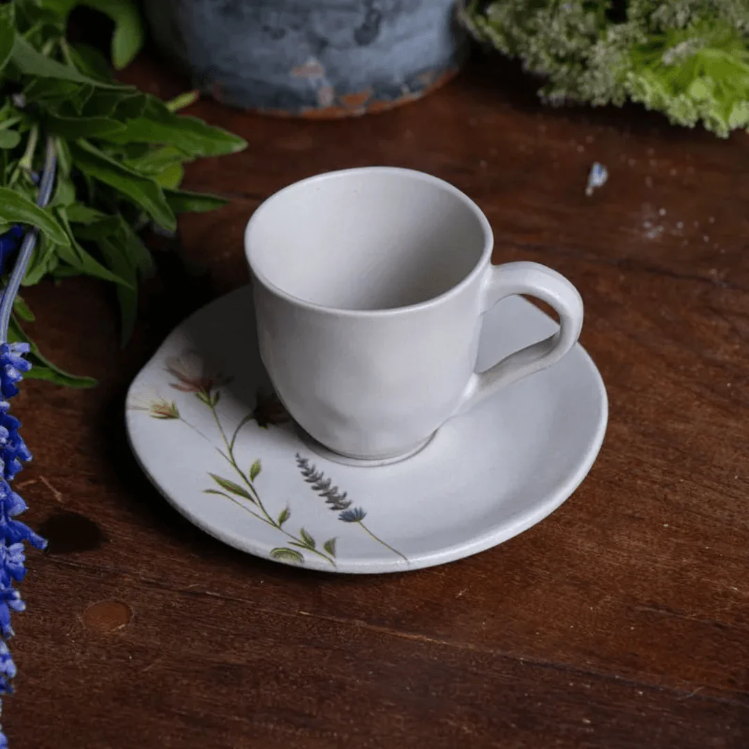 Jogo 6 Xícaras de Café com Pires Lavanda 120ml - Image 2