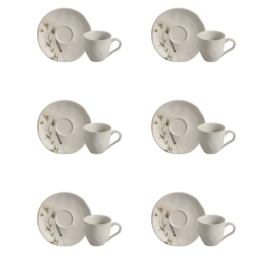 Jogo 6 Xícaras de Café com Pires Lavanda 120ml - Image 5