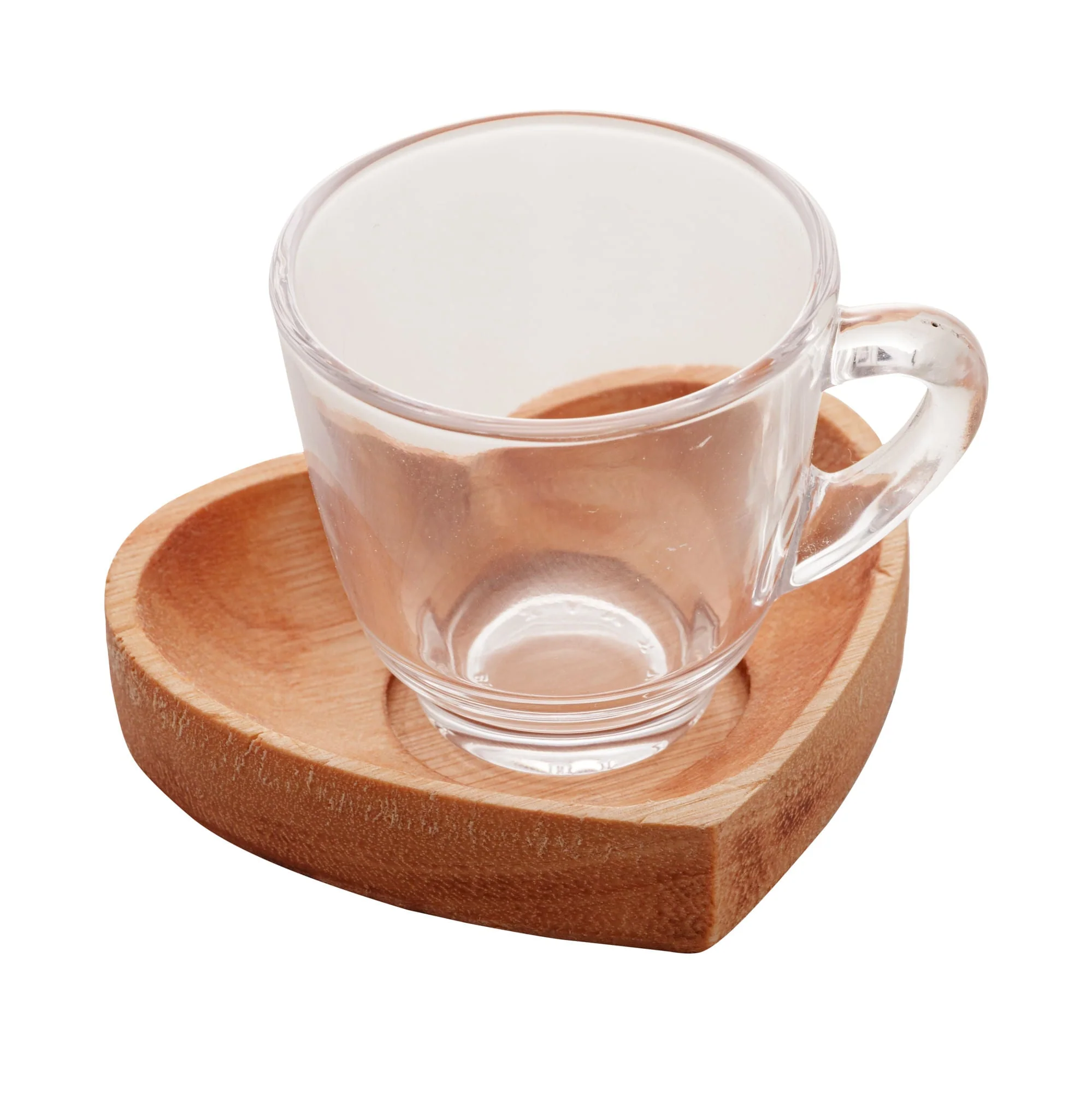 Jogo 6 Xícaras de Café Com Pires Madeira Coração Liptus 75ml - Image 2