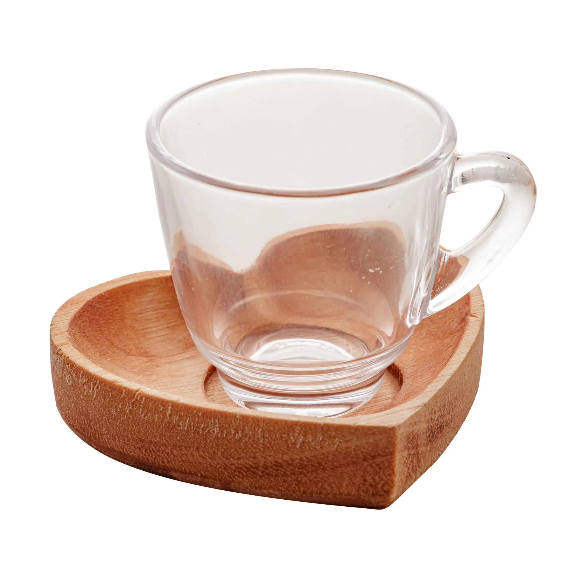 Jogo 6 Xícaras de Café Com Pires Madeira Coração Liptus 75ml - Image 3