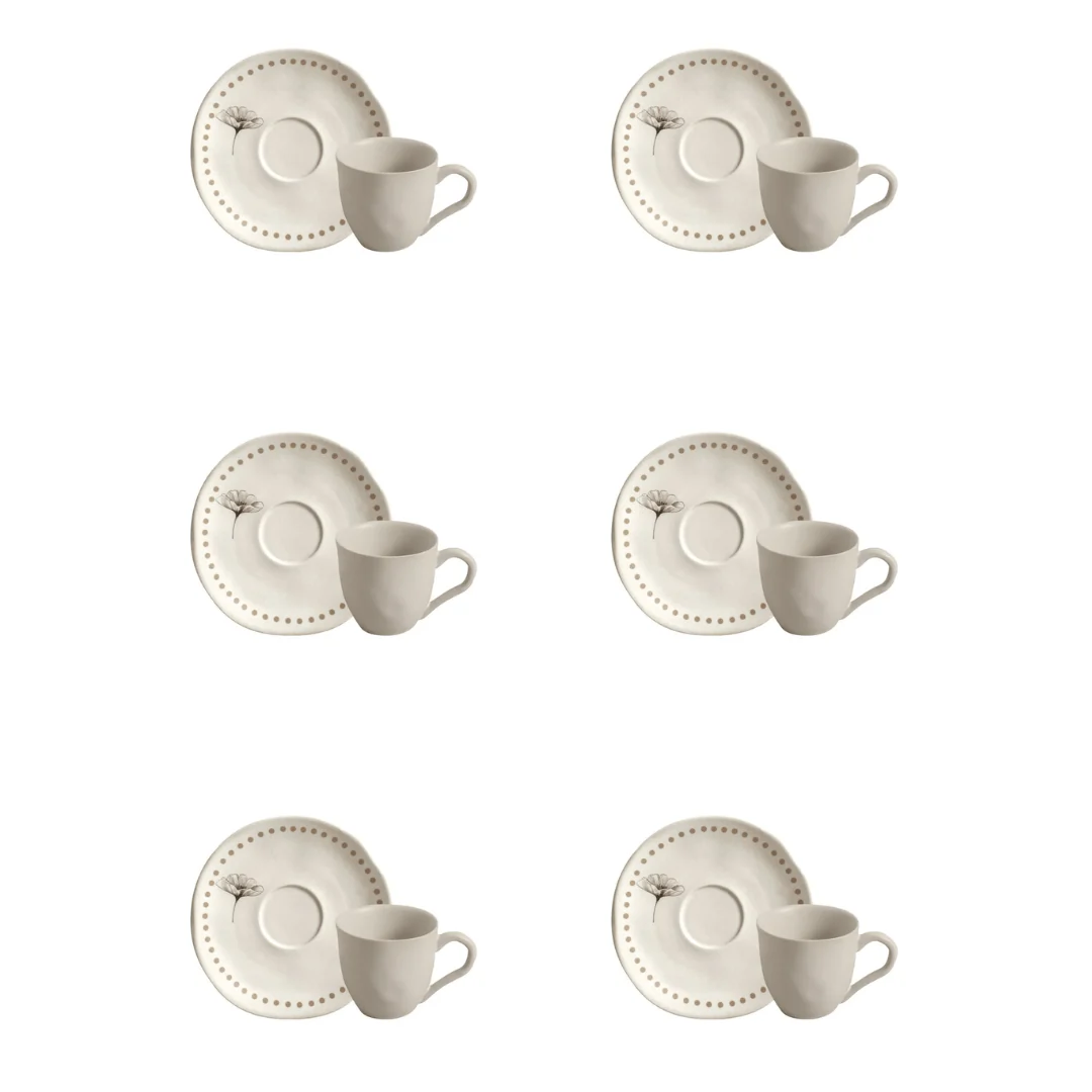 Jogo 6 Xícaras de Café com Pires Orgânico Amana 120ml - Image 6