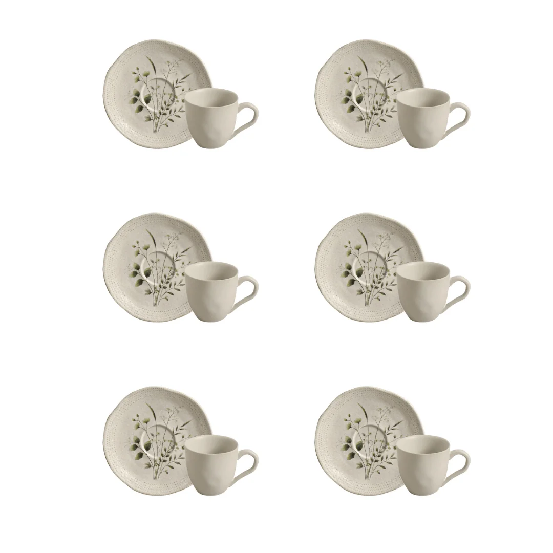 Jogo 6 Xícaras de Café com Pires Orgânico Ammi 120ml - Image 3
