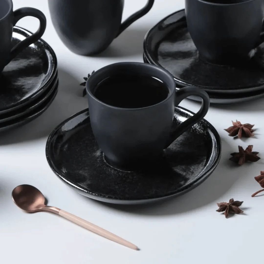 Jogo 6 Xicaras de Café com Pires Orgânico Eclipse 120ml