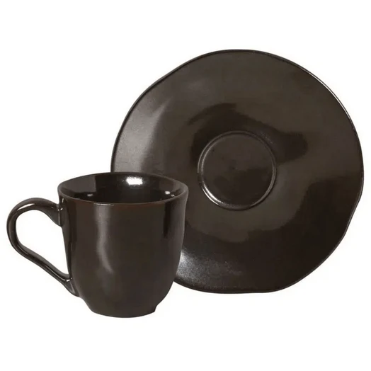 Jogo 6 Xícaras de Café com Píres Orgânico Ferrum Preto 120ml - Image 3