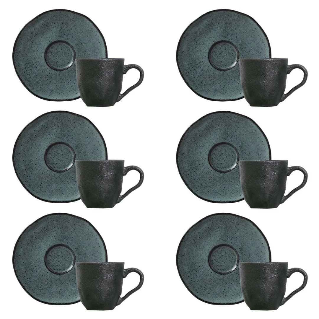 Jogo 6 Xícaras de Café com Píres Orgânico Petroleum Verde 120ml