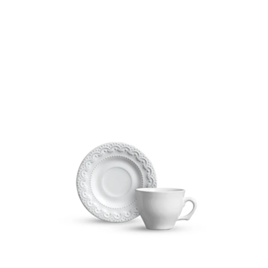 Jogo 6 Xicaras de Café com Pires Princess Branco 100ml - Image 2