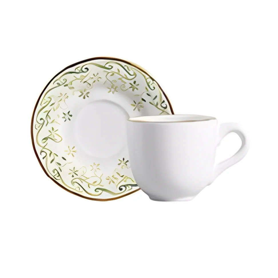 Jogo 6 Xicaras de Café com Pires Verde Arabesco 90ml - Image 6