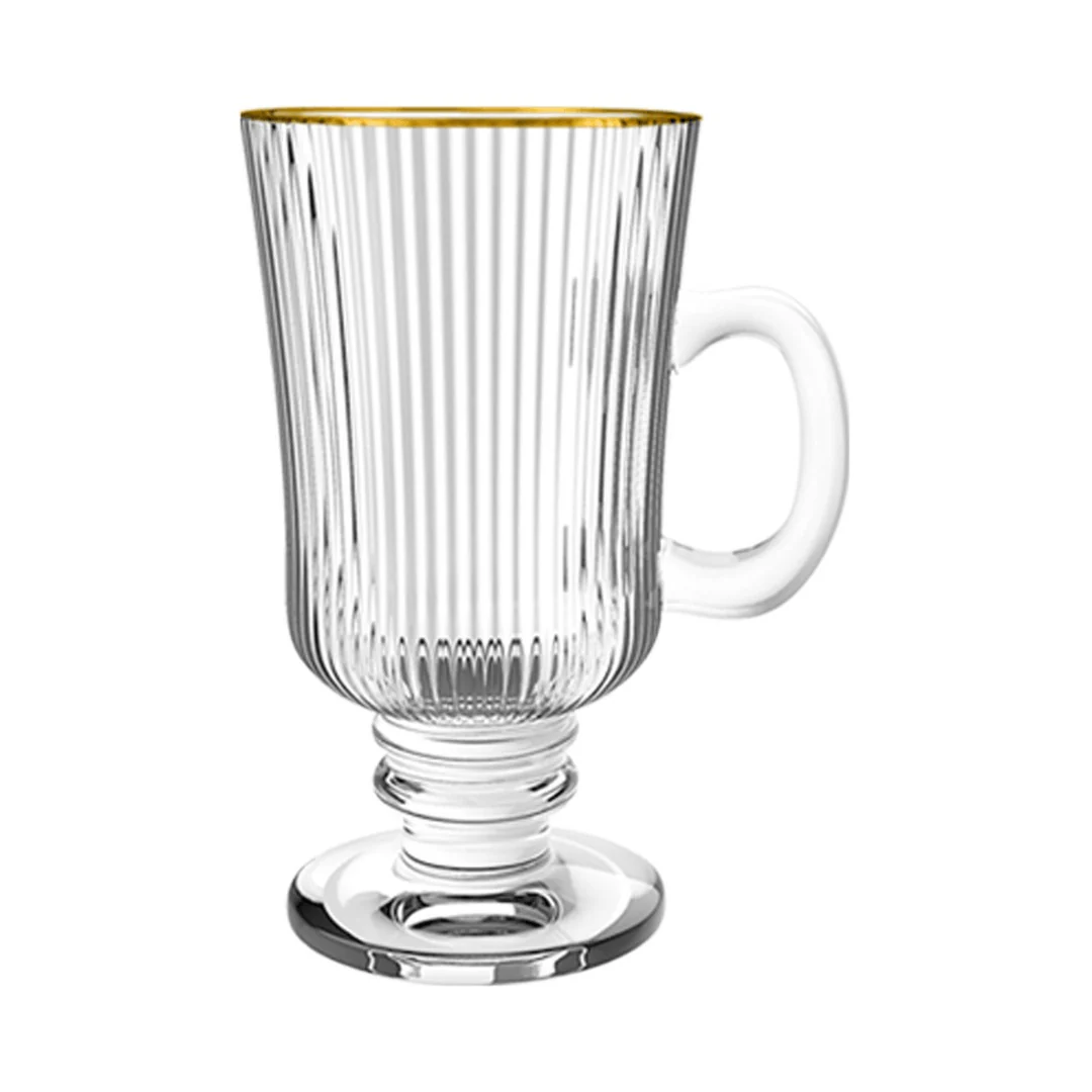 Jogo 6 Xícaras de Café Irish Coffee Cameratta Vidro Borda Dourada 230ml - Image 2