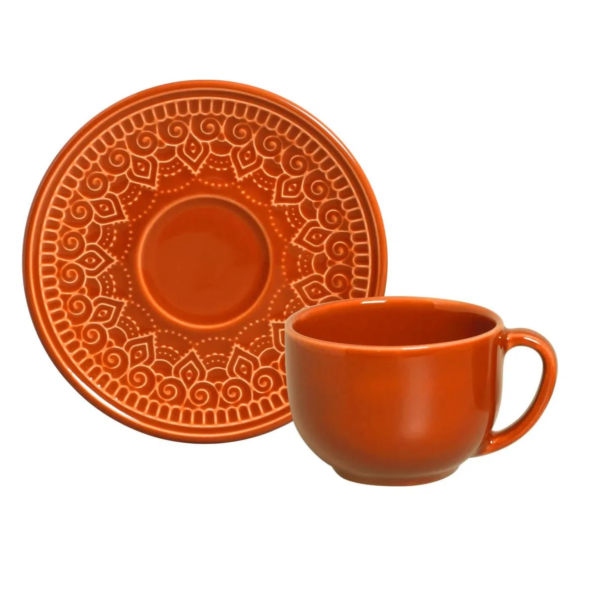 Jogo 6 Xícaras de Chá com Pires Agra Cantaloupe Laranja 260ml - Image 5