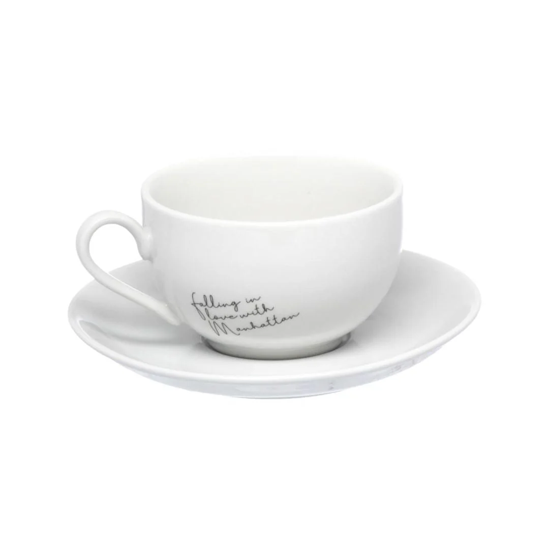 Jogo 6 Xicaras de Chá com Pires em Porcelana Manhattan Branca 160ml - Image 3